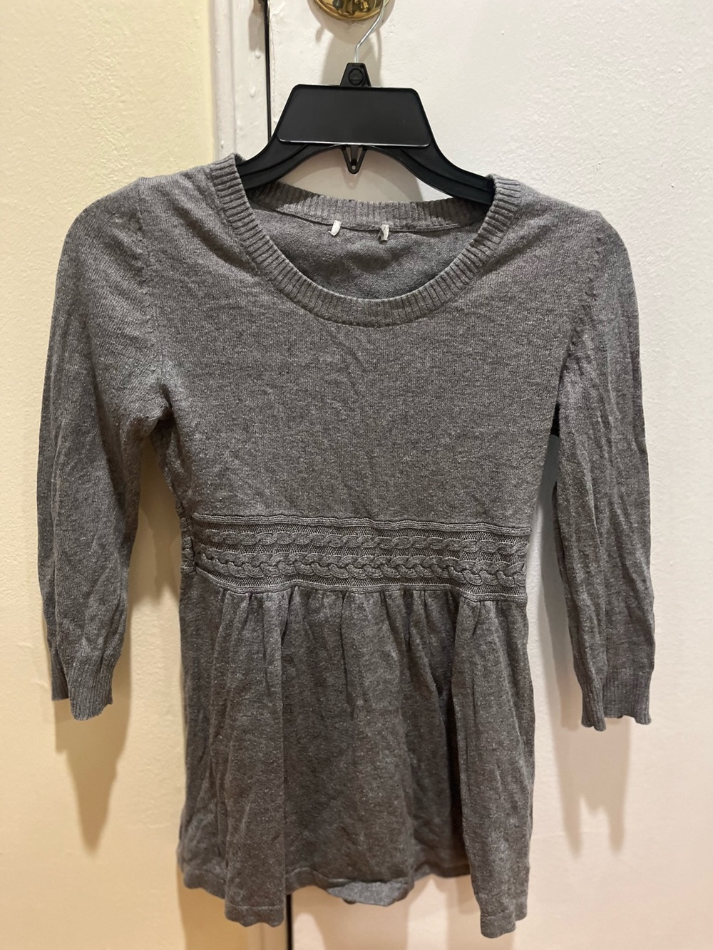 Gray Peplum Sweater XS 3/4 Sleeve Feminine Cotton Wool Blend h&m